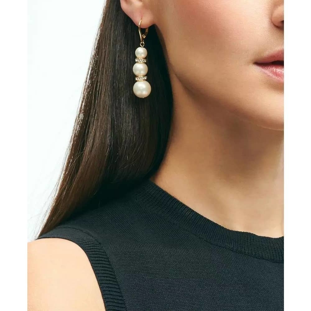 New  BROOKS BROTHERS Women’s Glass Pearl DropEarrings 5 star rated on BB